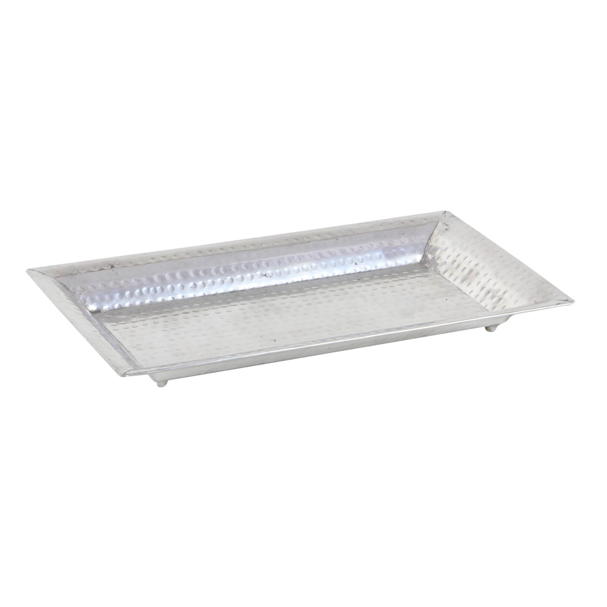 Metallic Silver Aluminum Traditional Tray Set